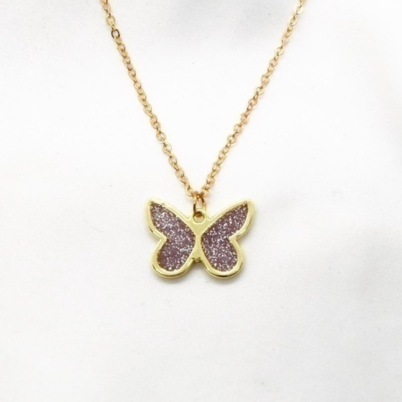Sparkly Purple Butterfly Necklace - Picture 1 of 3